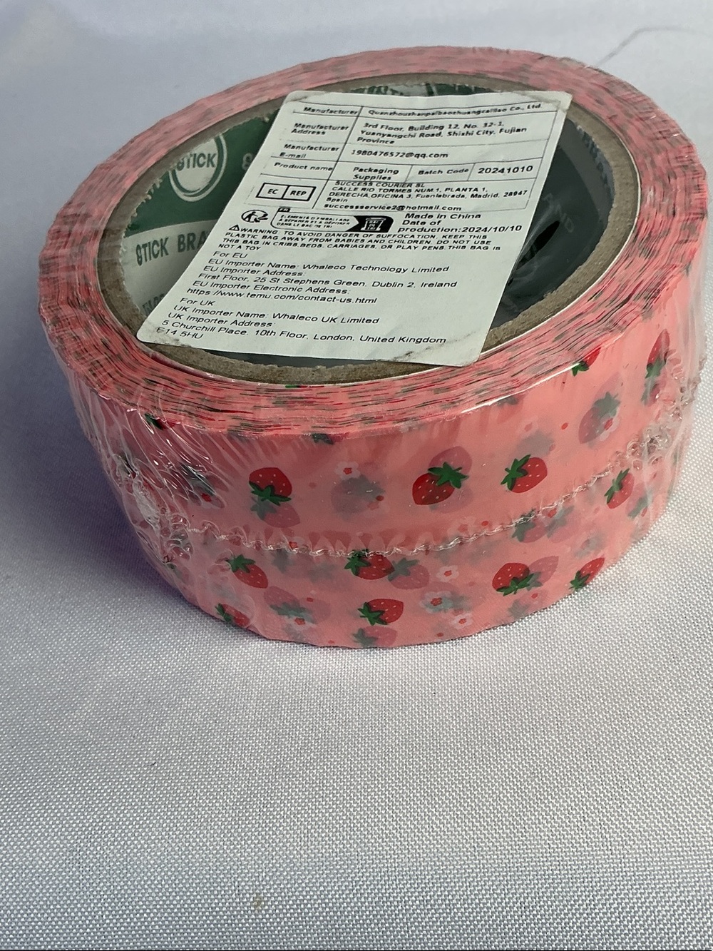 ★ Strawberry Pink Decorative Washi Tape Roll Scrapbook Craft Tape
